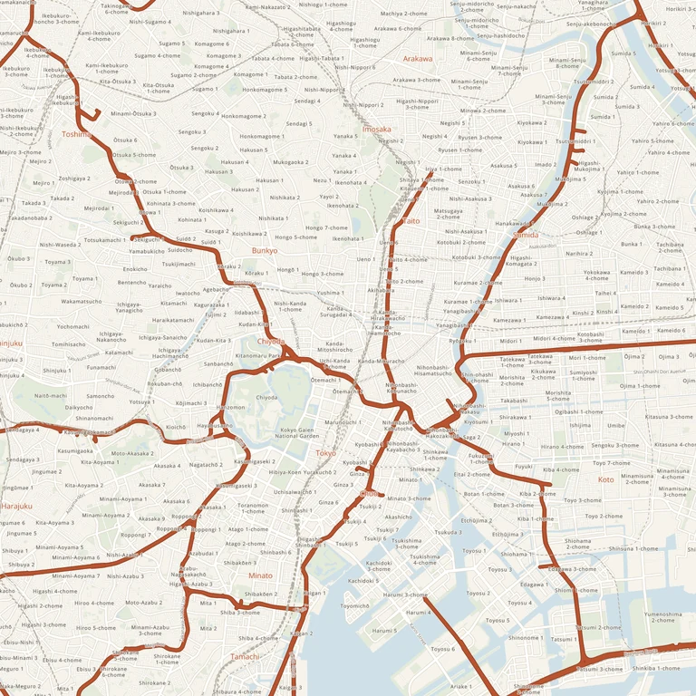 A labelled reference map of central Tokyo