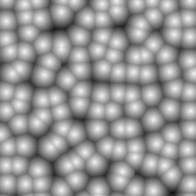 Worley noise: a bright spot at each scattered site, darkening towards the cell edges