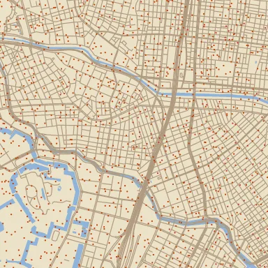 A tile rendered with dot-density